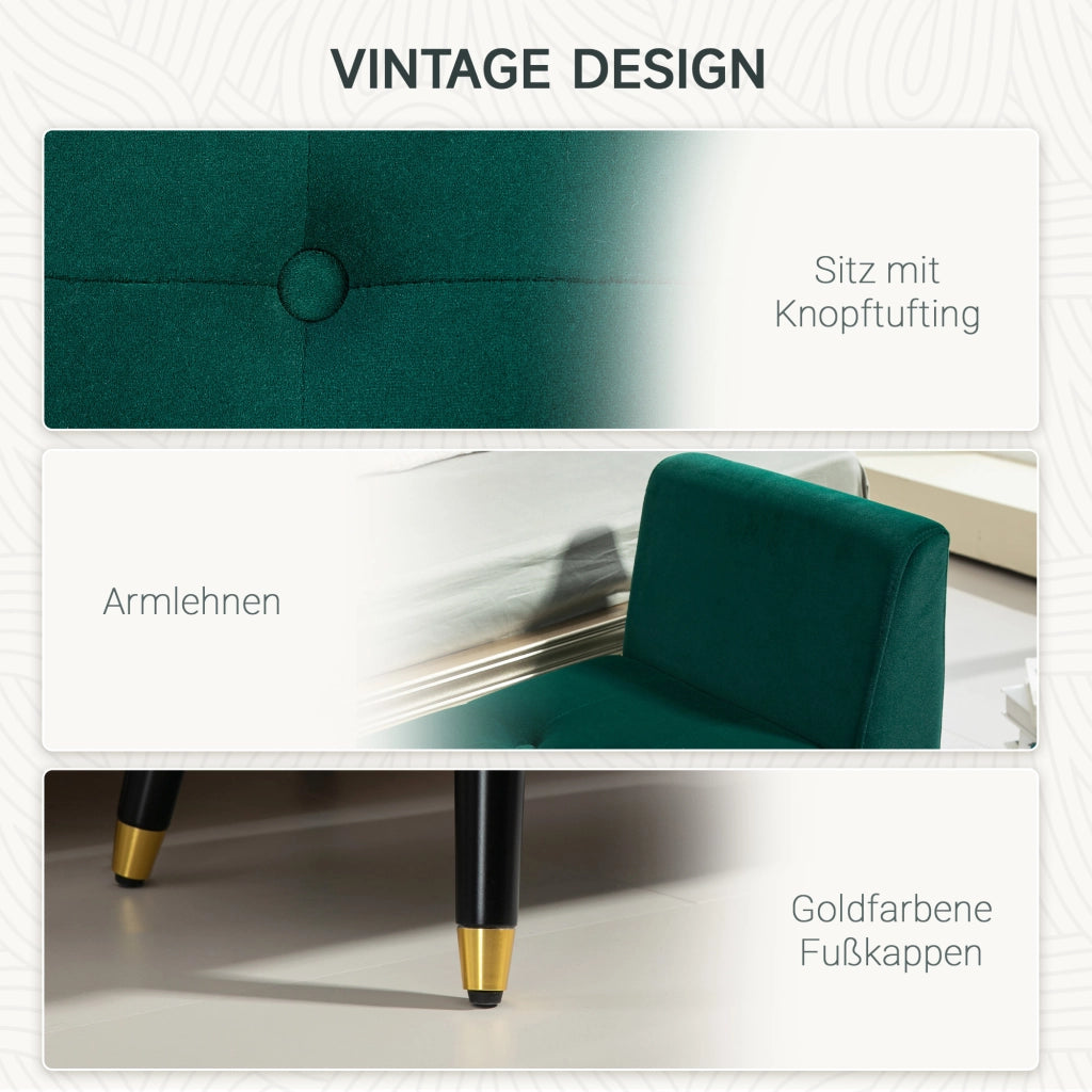 Divano imbottito con braccioli e contenitore ¨C Minimal ¨C 107x42x65 cm verde velluto