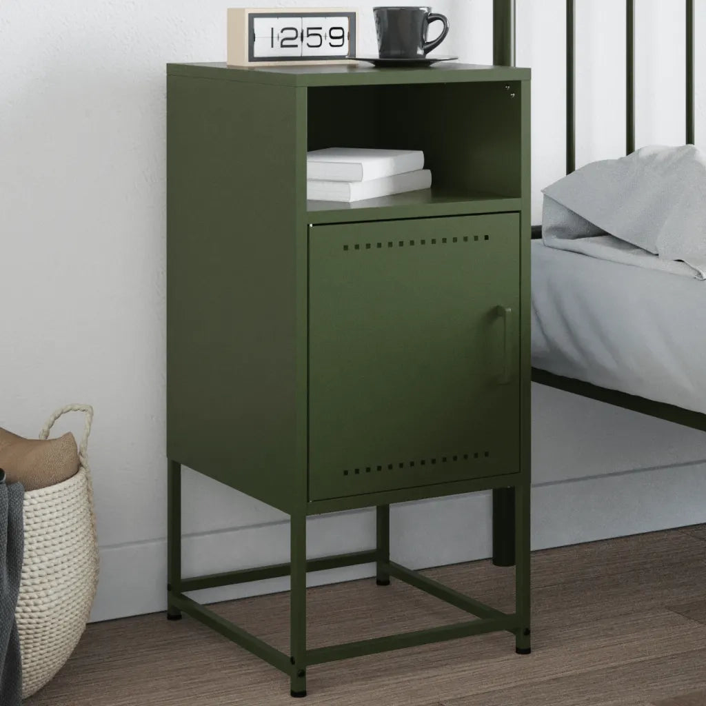 Comodino Verde Oliva 36x39x78 cm in Acciaio 846574