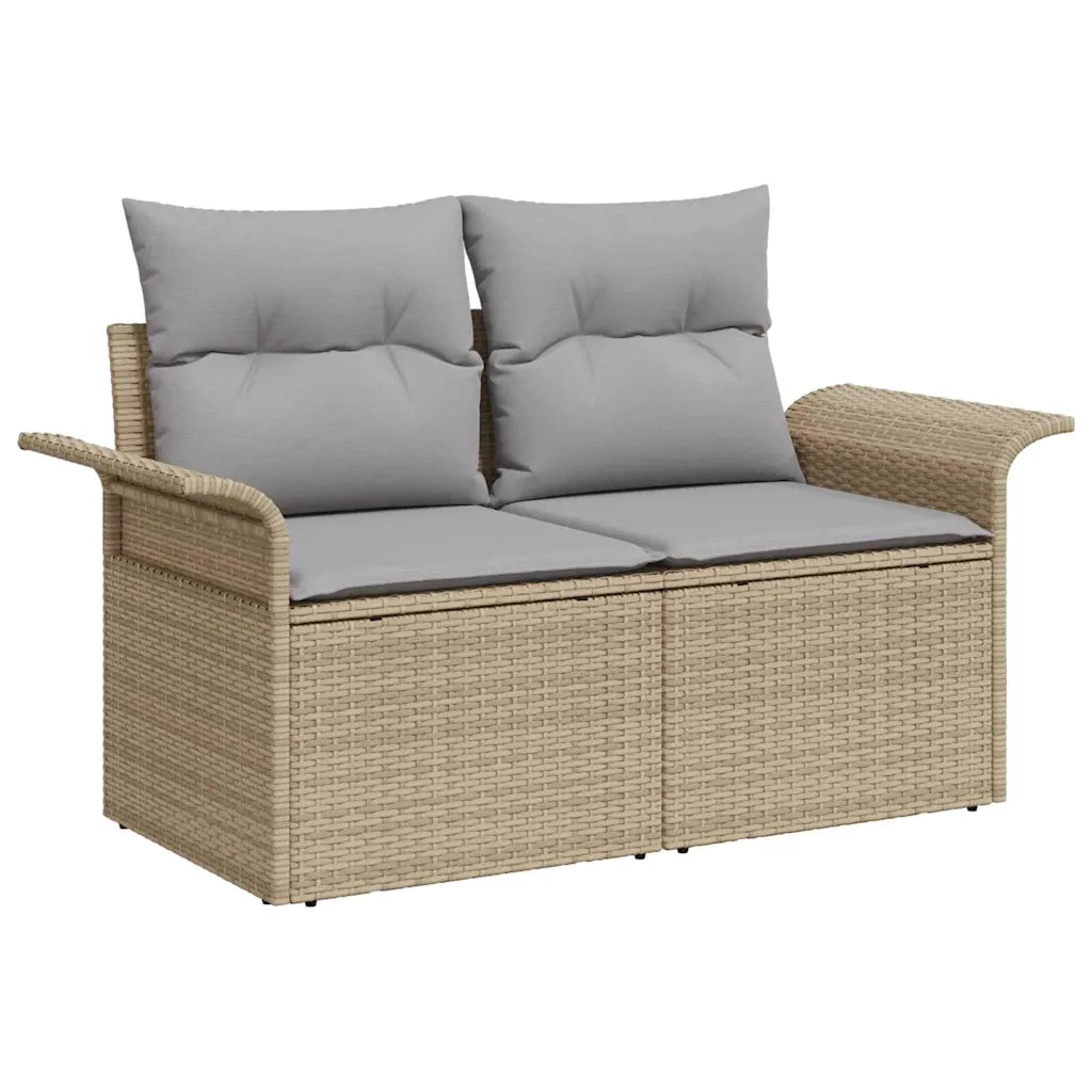 Set Divano da Giardino con cuscino 9 pcs Beige polyrattan