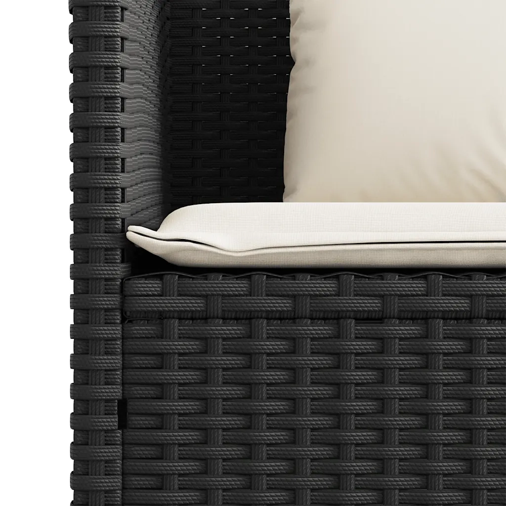 Panchina da Giardino | Panca da Giardino con Cuscini Nera in Polyrattan