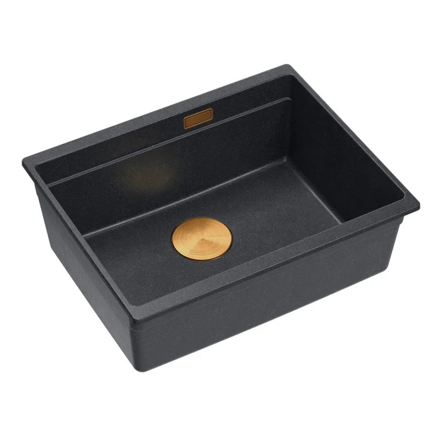 Lavello In Granito Logan 100 Black Metallic Tappo rame spazzolato