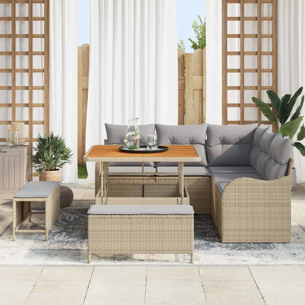 Set Divano da Giardino con cuscino 8 pcs Beige polyrattan 3362257