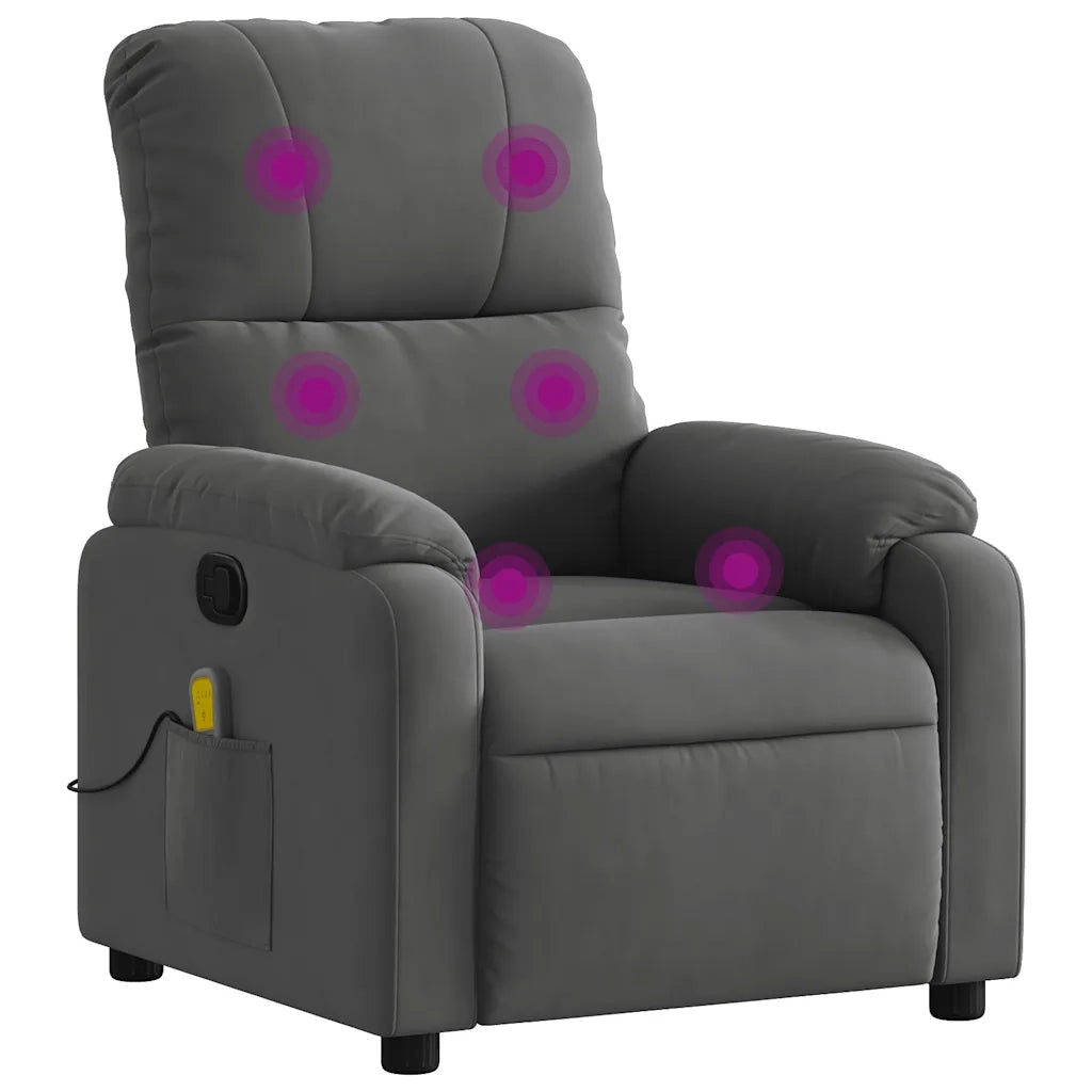 Poltrona | Sedia Relax Reclinabile Massaggio Grigio Scuro Tessuto Microfibra