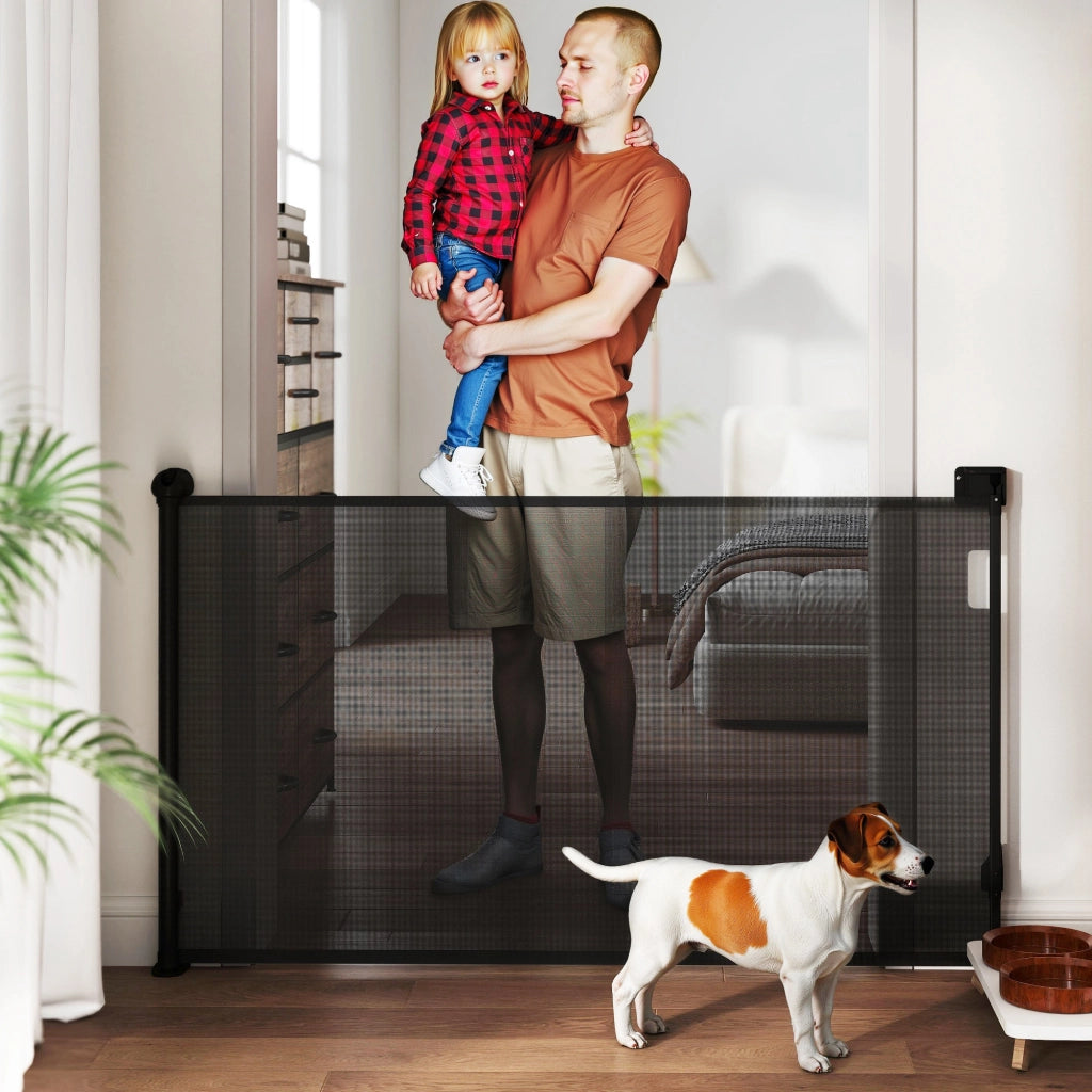 Barriera per Cani Retrattile 0-140 cm ¨C zephmum ¨C Nero