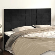 Testiera-Testata-Testiera Decorativa Nera 180x5x118/128 cm Velluto 534007