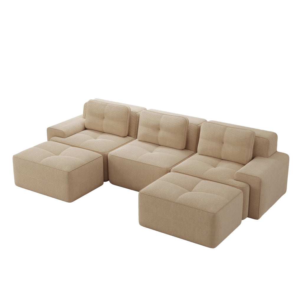 Divano modulare Cloud - Zephmum- U-forma 3 posti velluto beige senza montaggio