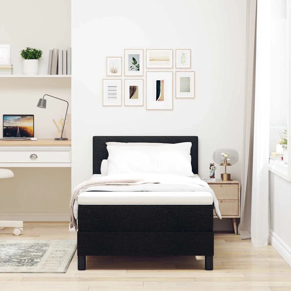Letto a molle con materasso con led Nero 100 x 200 cm Tessuto