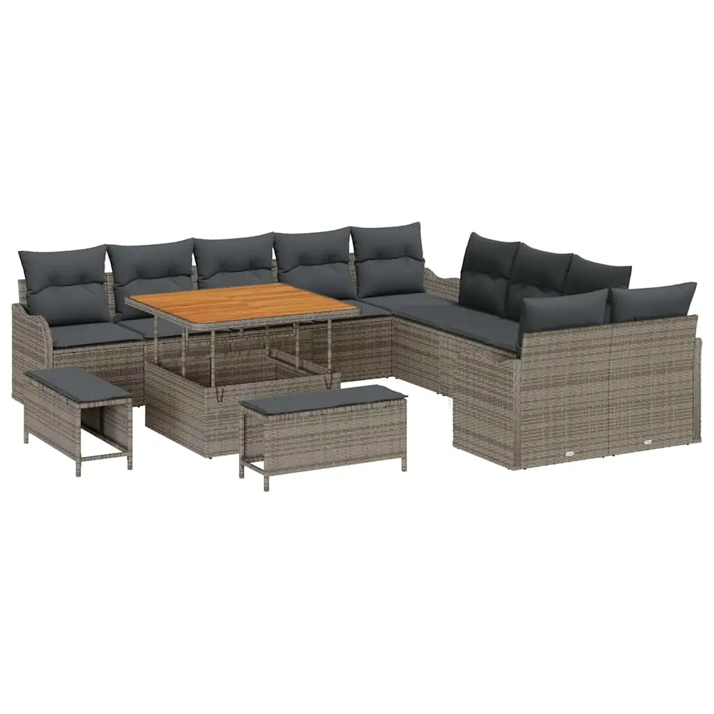 Set Divano da Giardino con cuscino 13 pcs Grigio 3364268