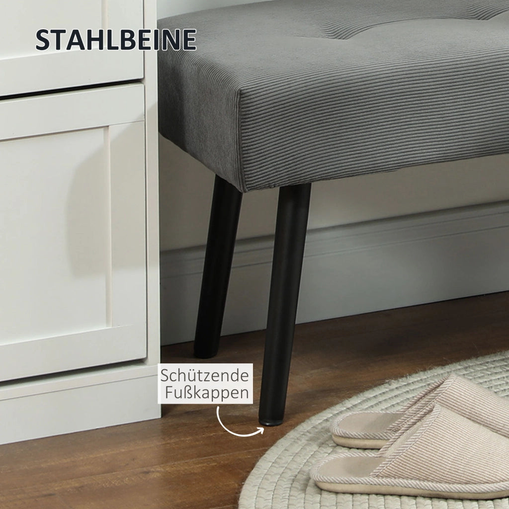 Panca imbottita con rivestimento in tessuto e gambe in metallo ¨C Minimal ¨C 100x36x45 cm Grigio