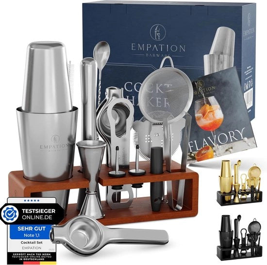 Set di Cocktail Boston 825 ml - Shaker di Cocktail in Acciaio Inossidabile con Standard - Set di Cocktail Professionale con Libro di Ricette