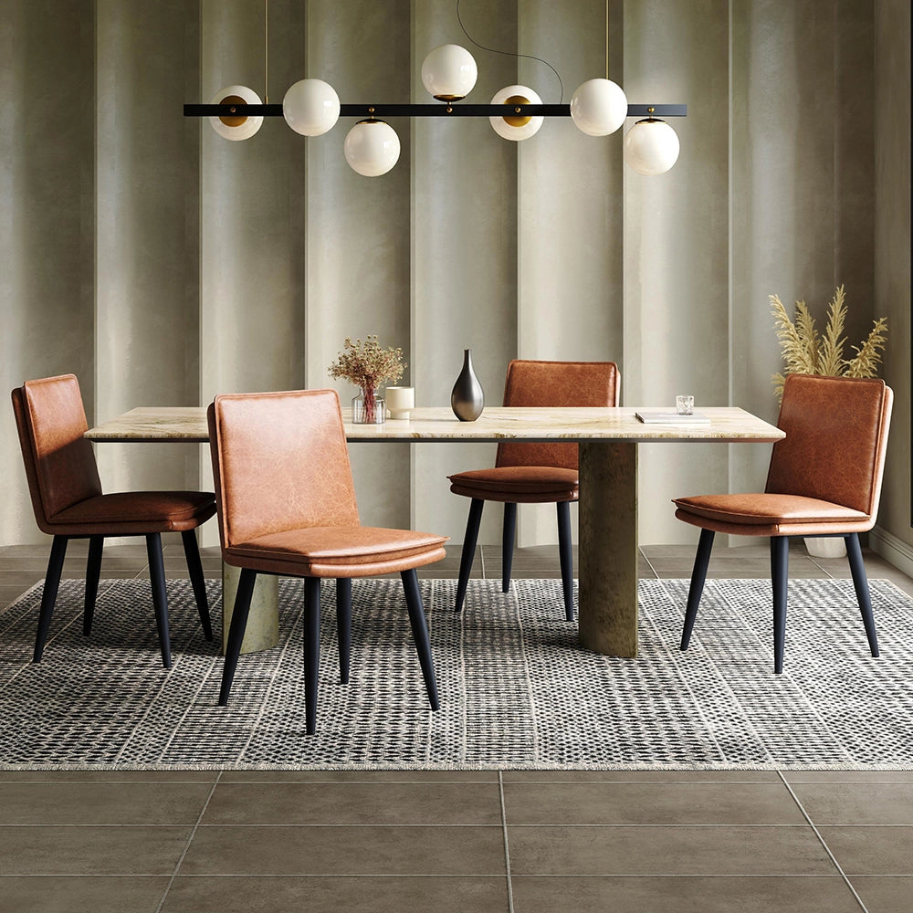 Set 2 sedie da pranzo - Xylo - PU marrone con doppio cuscino