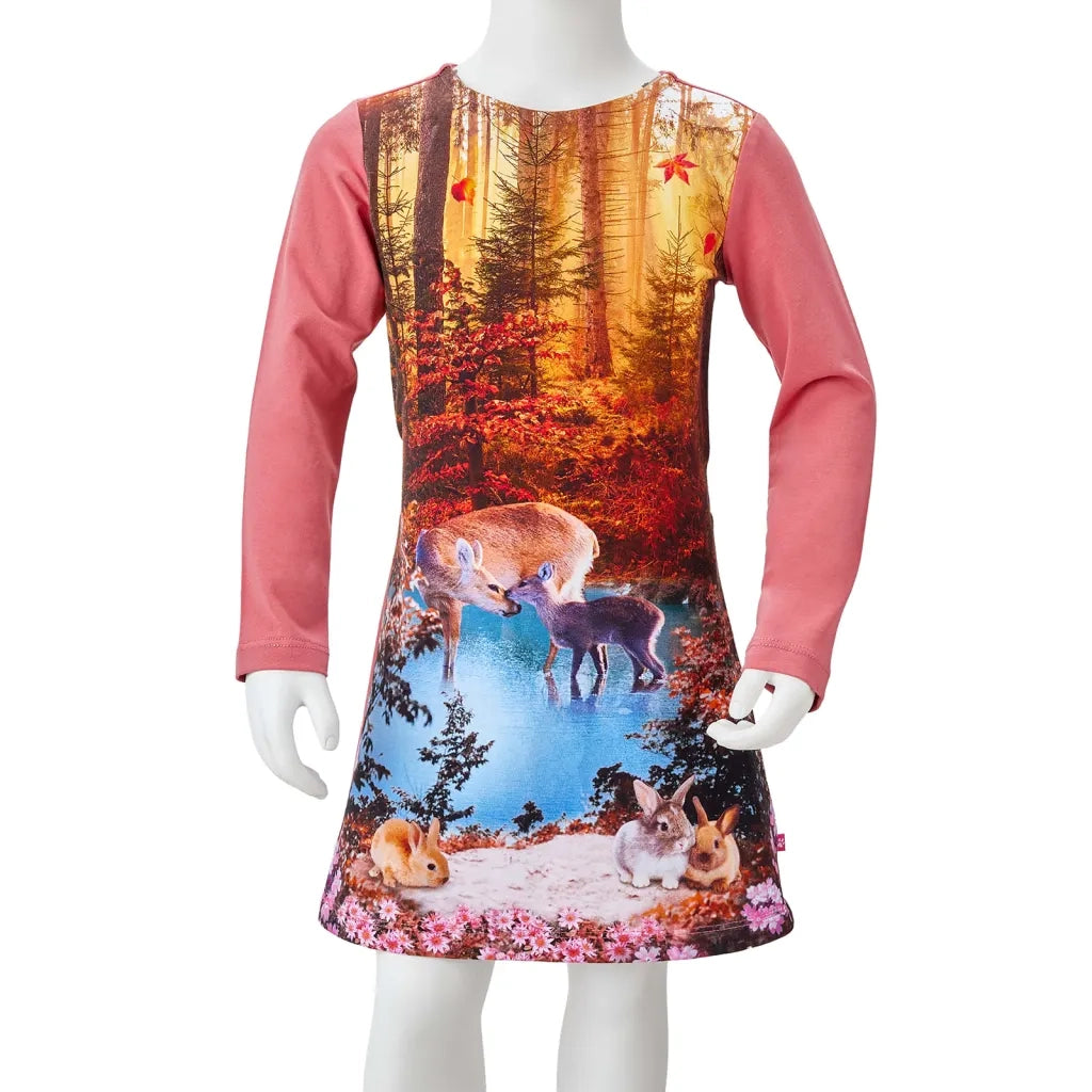 Abito da Bambina a Maniche Lunghe Rosa Antico 104 CFW6337065