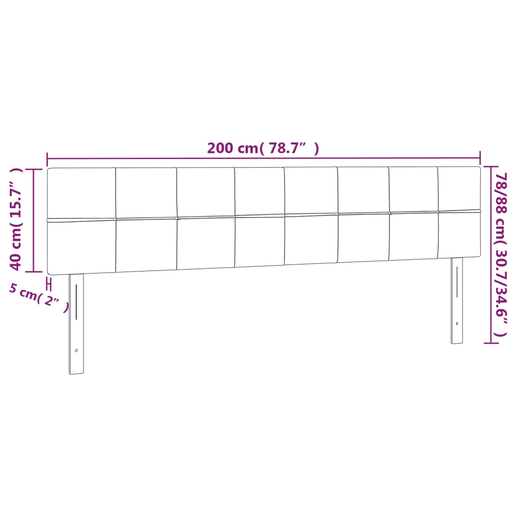 Testiera a LED Grigio Scuro 200x5x78/88 cm in Velluto 3121679