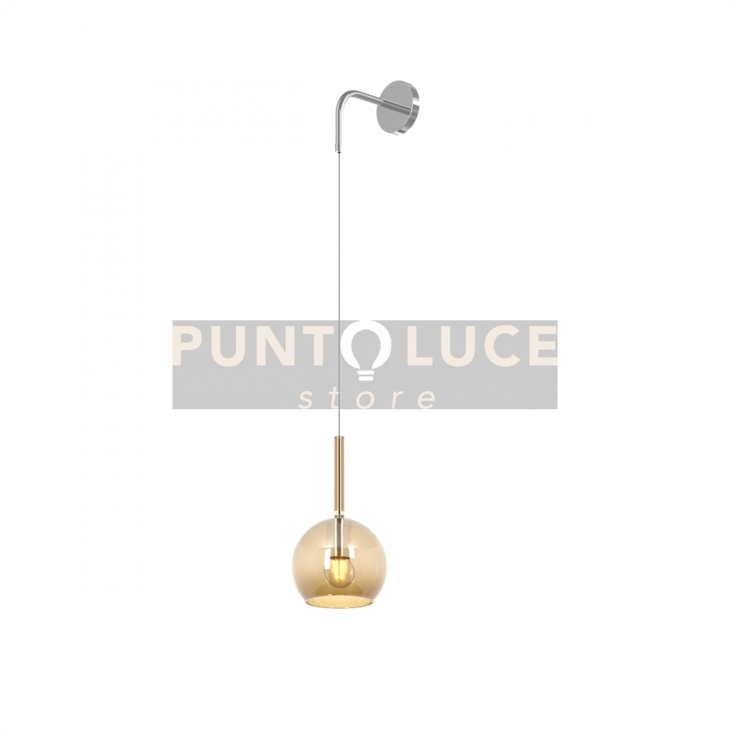 APPLIQUE CROMO 1 LUCE PICCOLA VETRO AMBRA 1155CR-A-AM