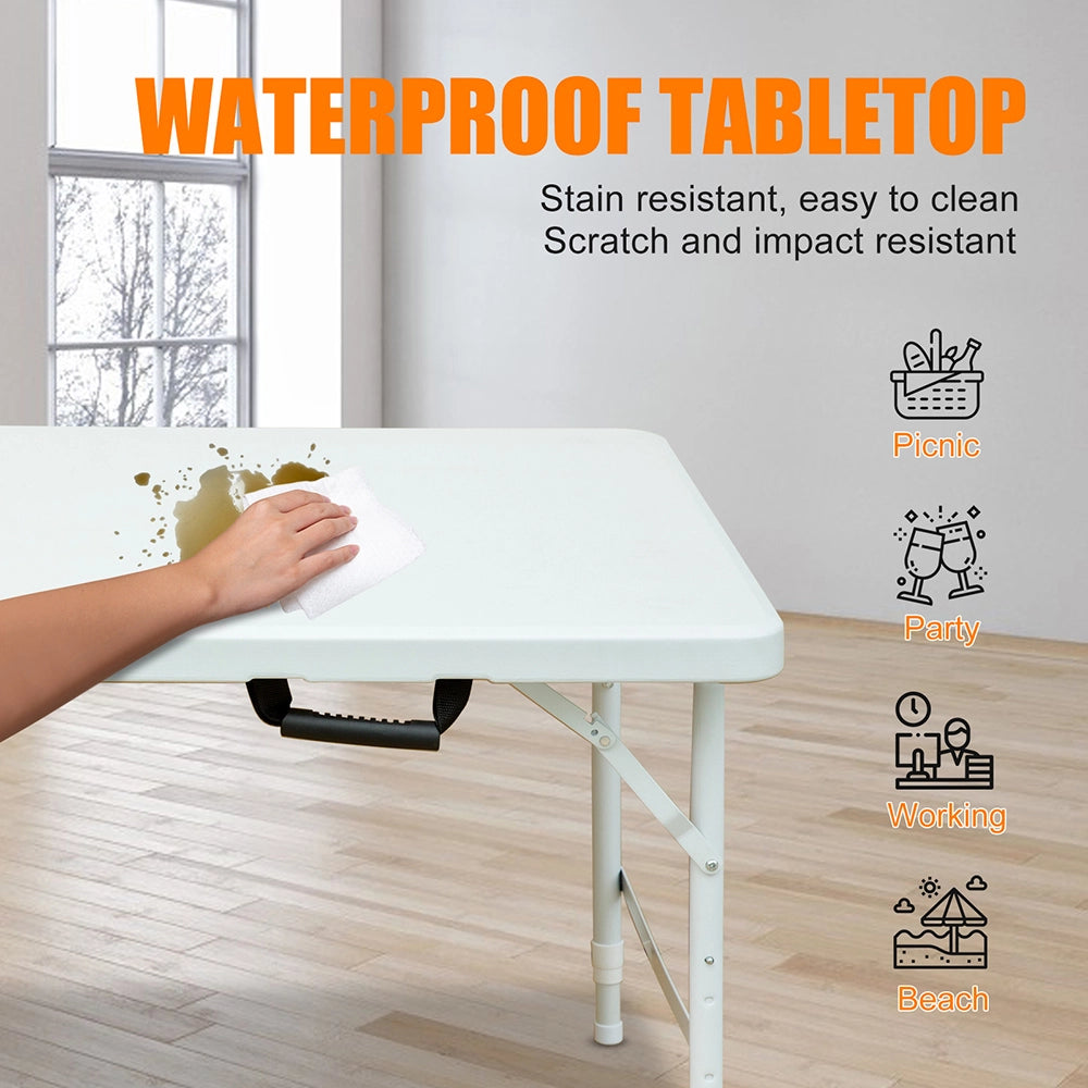 Tavolo-Xylo-125cm pieghevole bianco regolabile portatile 135kg