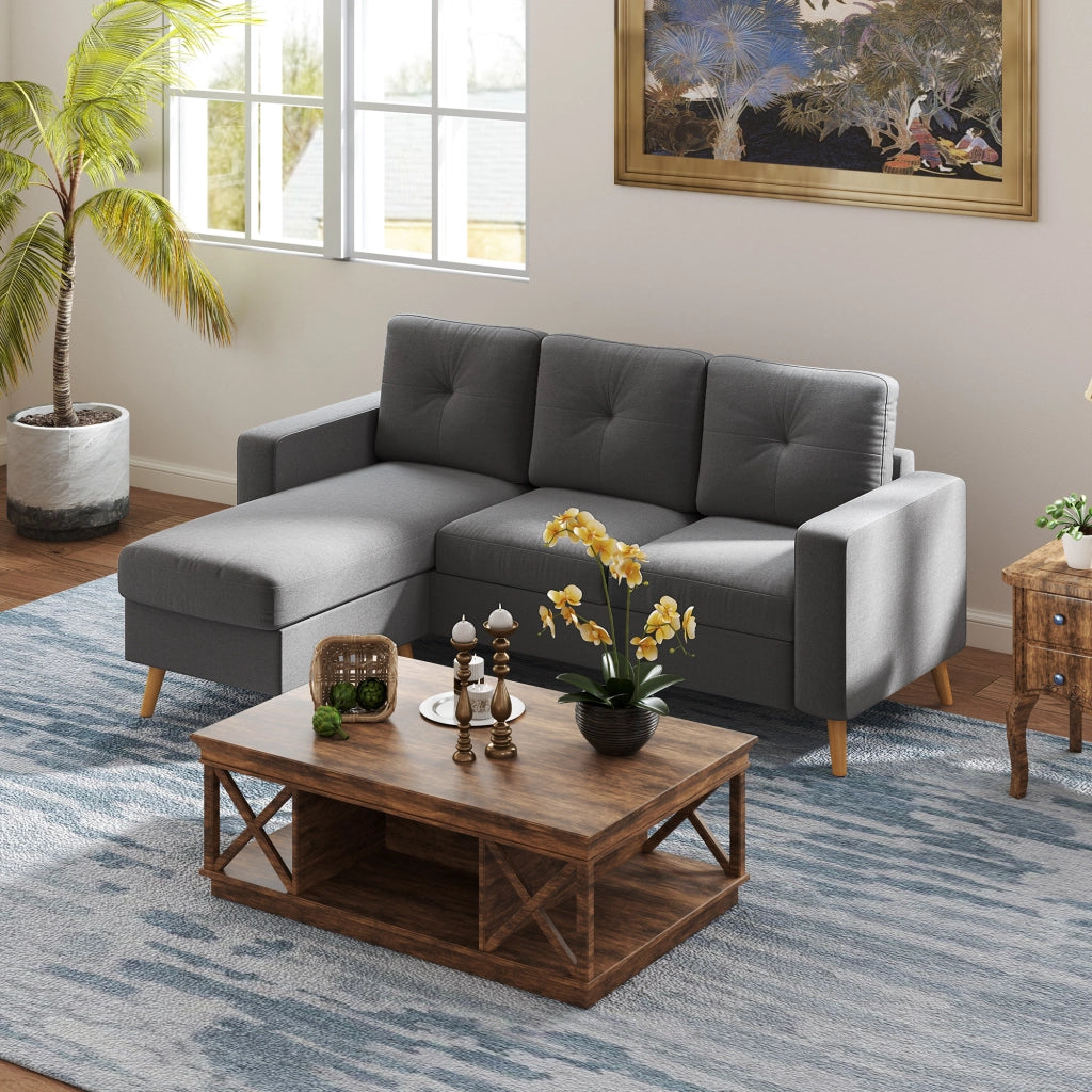 Divano angolare in tessuto ¨C Minimal ¨C grigio