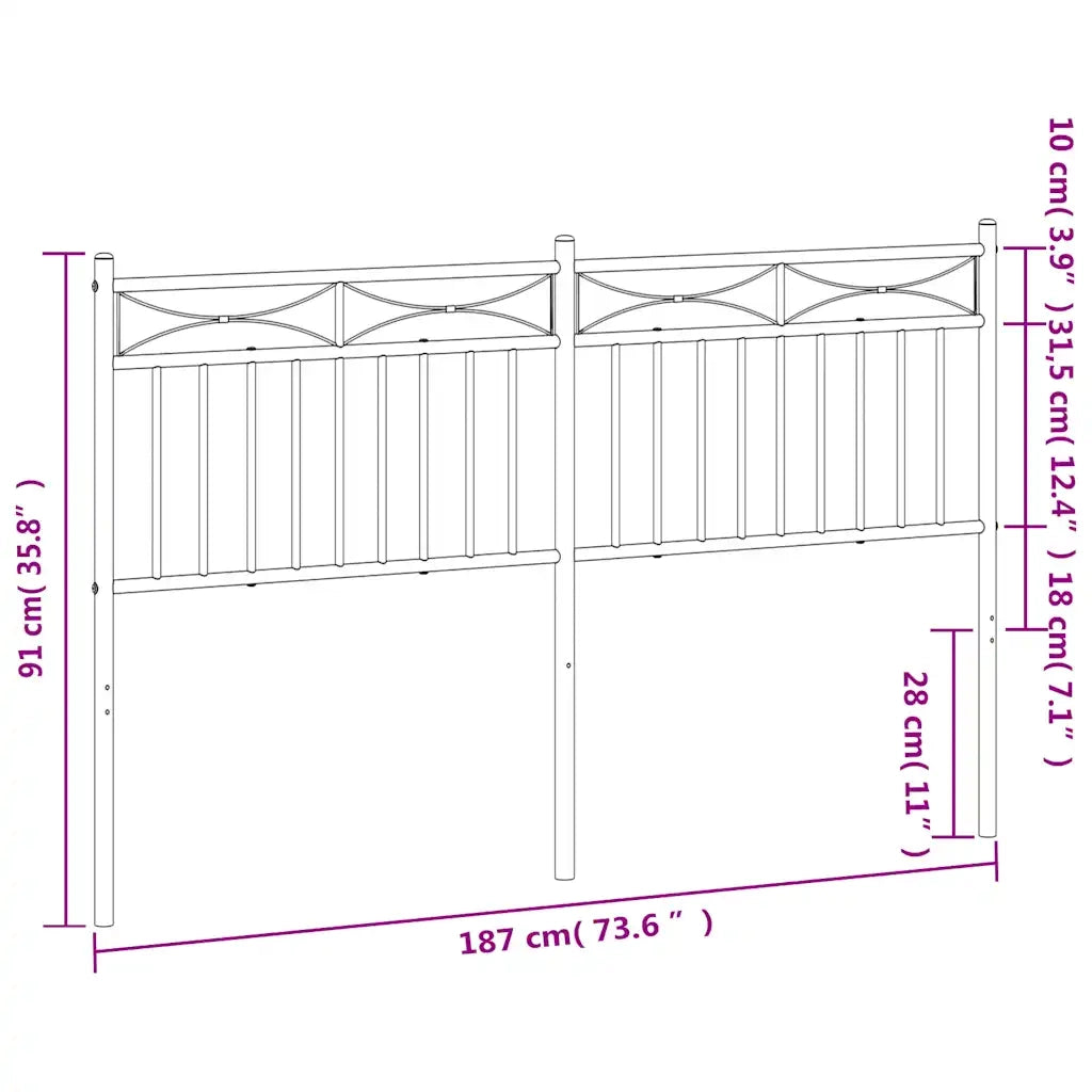 Testiera di Ricambio in Metallo Bianco 180 cm 373776