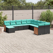 Set Divani da Giardino 11 pz con Cuscini Nero in Polyrattan 3228248