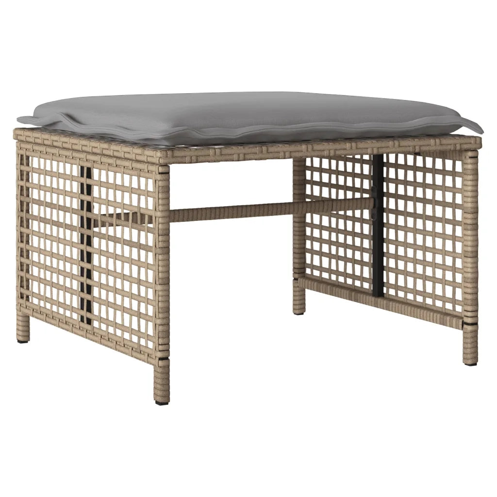 Set Divano da Giardino 4 pz con Cuscini-Sofa da Giardino-Divanetto da esterno Beige Polyrattan Vetro 468856