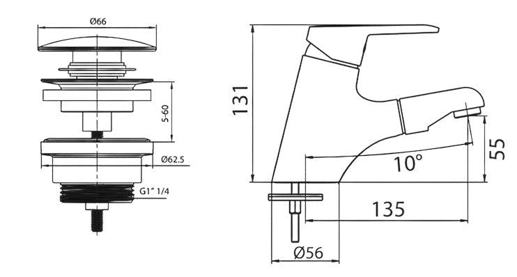 Miscelatore lavabo bagno con doccetta estraibile