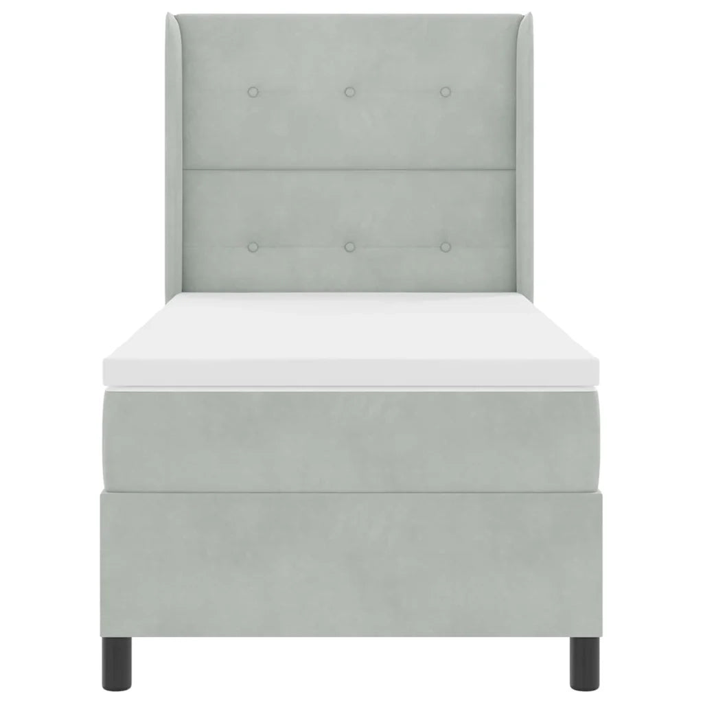 Letto a molle con materasso Grigio chiaro 90 x 190 cm Velluto