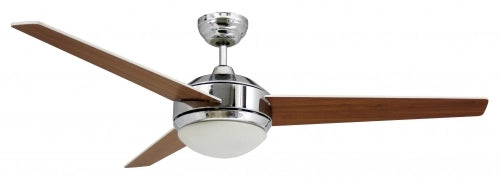 Vam Ventilatore da soffitto Cromato 132 cm luce 2xE27 & Telecomando con Sensore Temperatura
