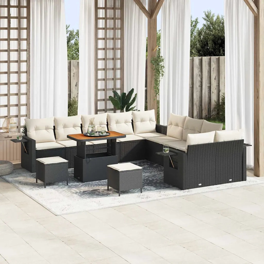 Set Divano da Giardino con cuscino 13 pcs Nero polyrattan 3363755