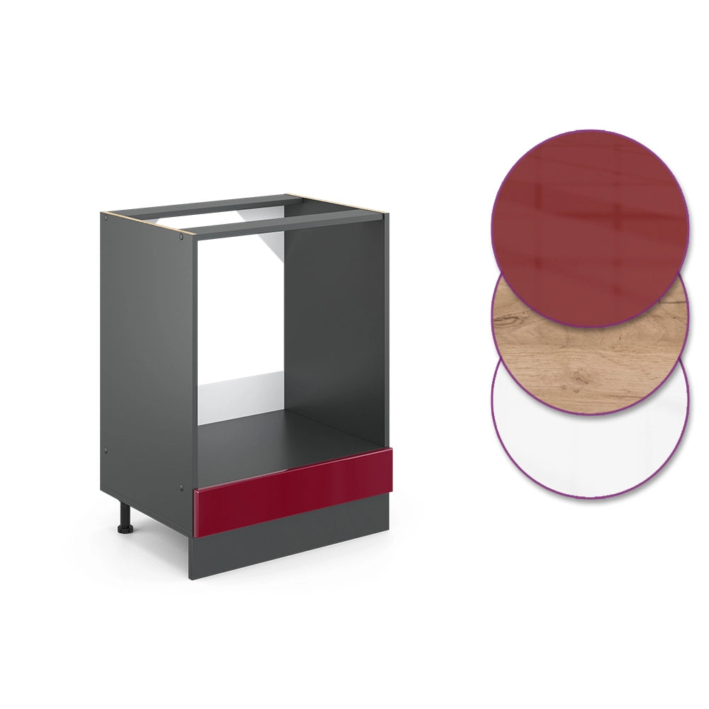 Vicco Mobile per forno da incasso Rosso lucido 60 cm , PL Rovere