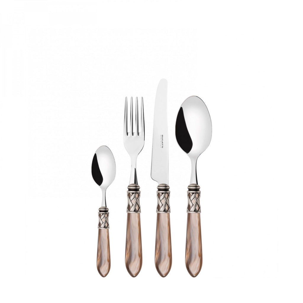 ALADDIN Ghiera Argento Anticato, Posate Set 24 Pz, Scatola in
