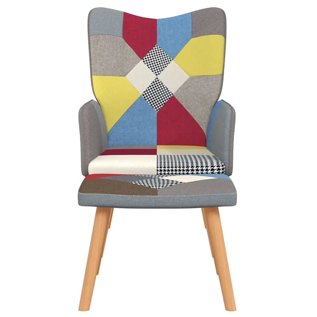 Poltrona Relax | Sedia Relax con Poggiapiedi in Tessuto Patchwork