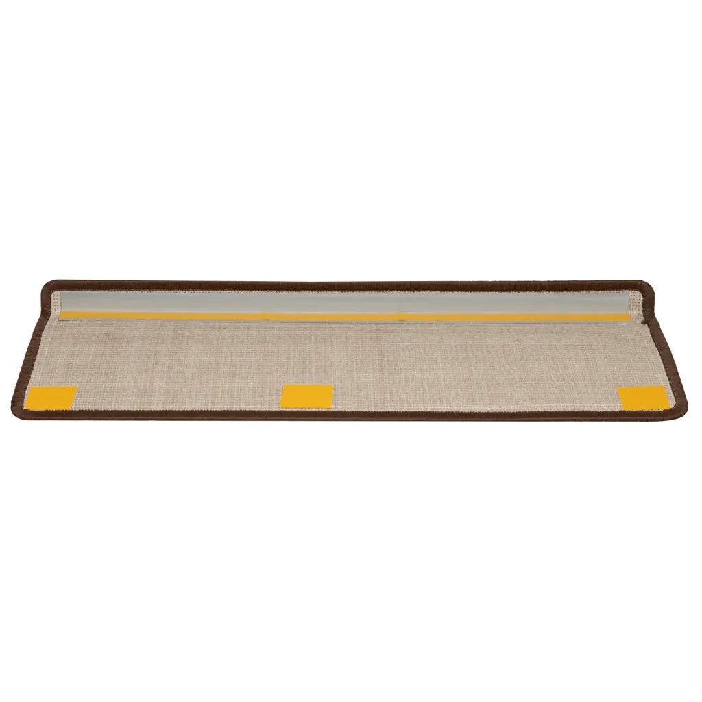 Tappetini per scale 10 pz 65x21x4 cm Marrone Bordo rettangolare 149821