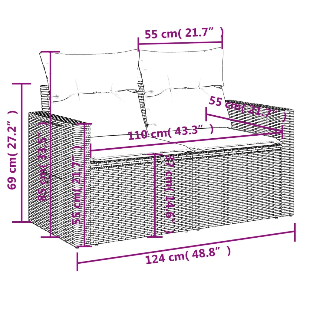 Set Divani da Giardino con Cuscini 7pz Nero Polyrattan 3224452