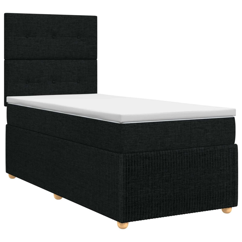 Letto box spring con materasso Nero 90 x 200 cm Tessuto 3454307