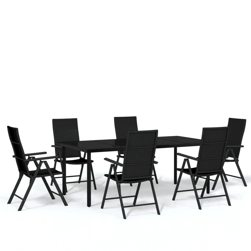 Set Mobili da Pranzo per Giardino 7 pz Nero 3099105