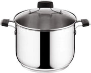 Piatto in acciaio con coperchio - Ø 22 cm - Tempra - pentola - nero