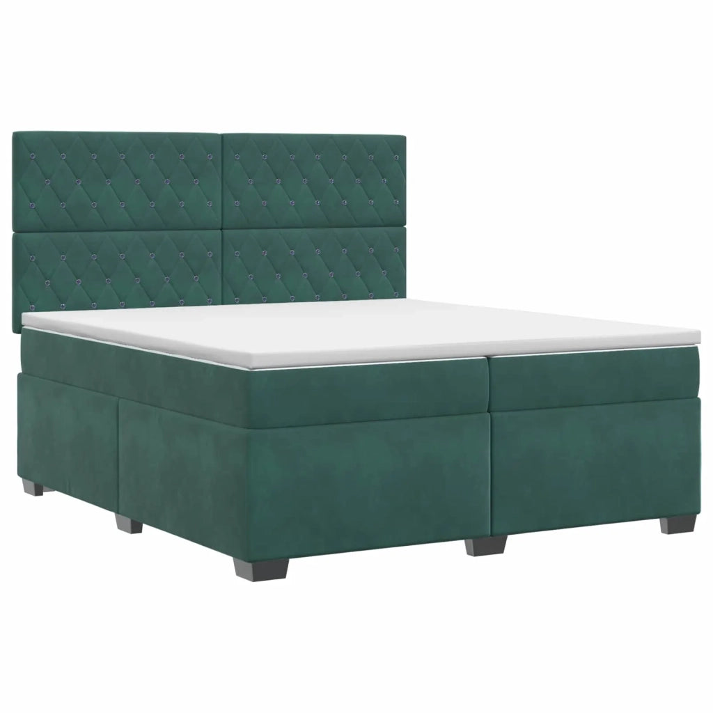 Letto box spring con materasso Verde Scuro 200 x 200 cm Velluto 3453707