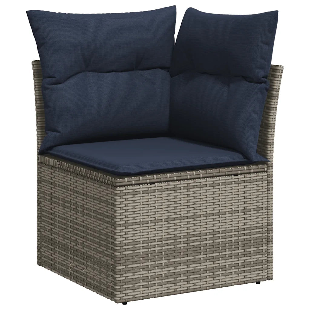 Set Divani da Giardino 7 pz con Cuscini Grigio in Polyrattan 3325307