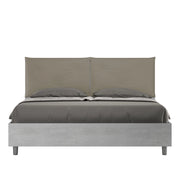 BS COM Letto matrimoniale con rete 160x190 Cemento cuscini similpelle cappuccino