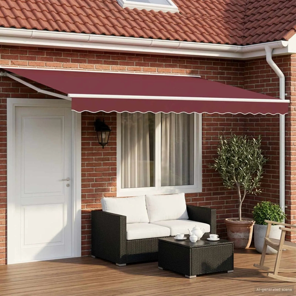 Cornice per Tenda Manuale con LED Borgogna e Bianco 4 × 3 m 3420615
