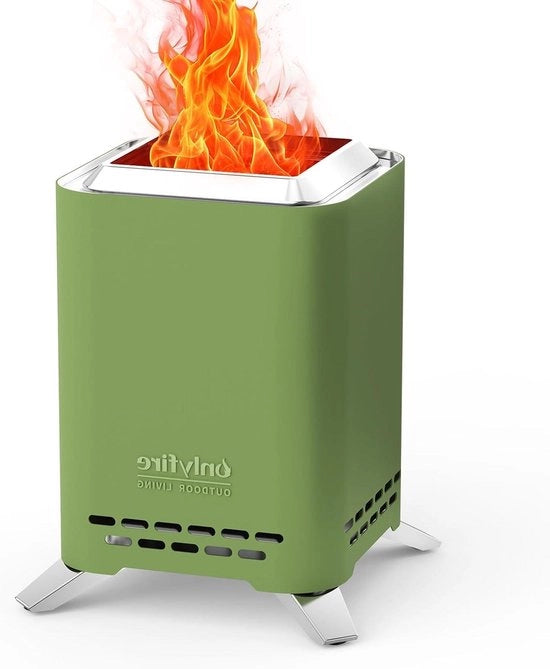 Fuoco Portatile Quadrato per Campeggio con Sostituto di Carbone e Borsa di Stoccaggio Funziona con Pellet o Legno Tavola da Fiamma Multifunzionale Cucina a Gas Senza Fumo Verde