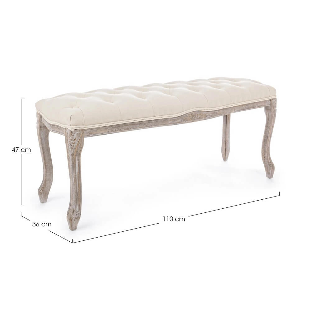 Panca imbottita in tessuto con gambe in legno stile classico - ARIANNA