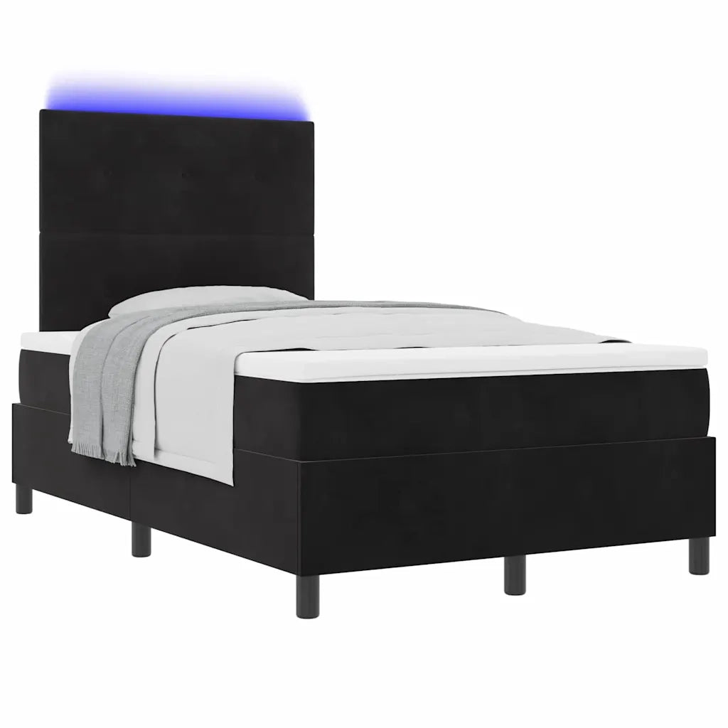 Letto a Sorgente LED con materasso Nero 120 x 200 cm Tessuto