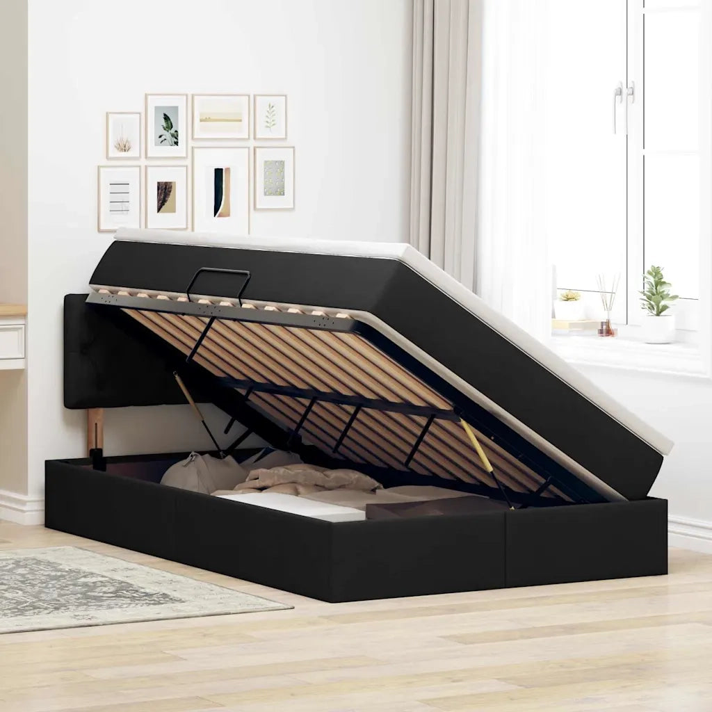 Letto con contenitore e materasso Nero 120 x 200 cm 3370565