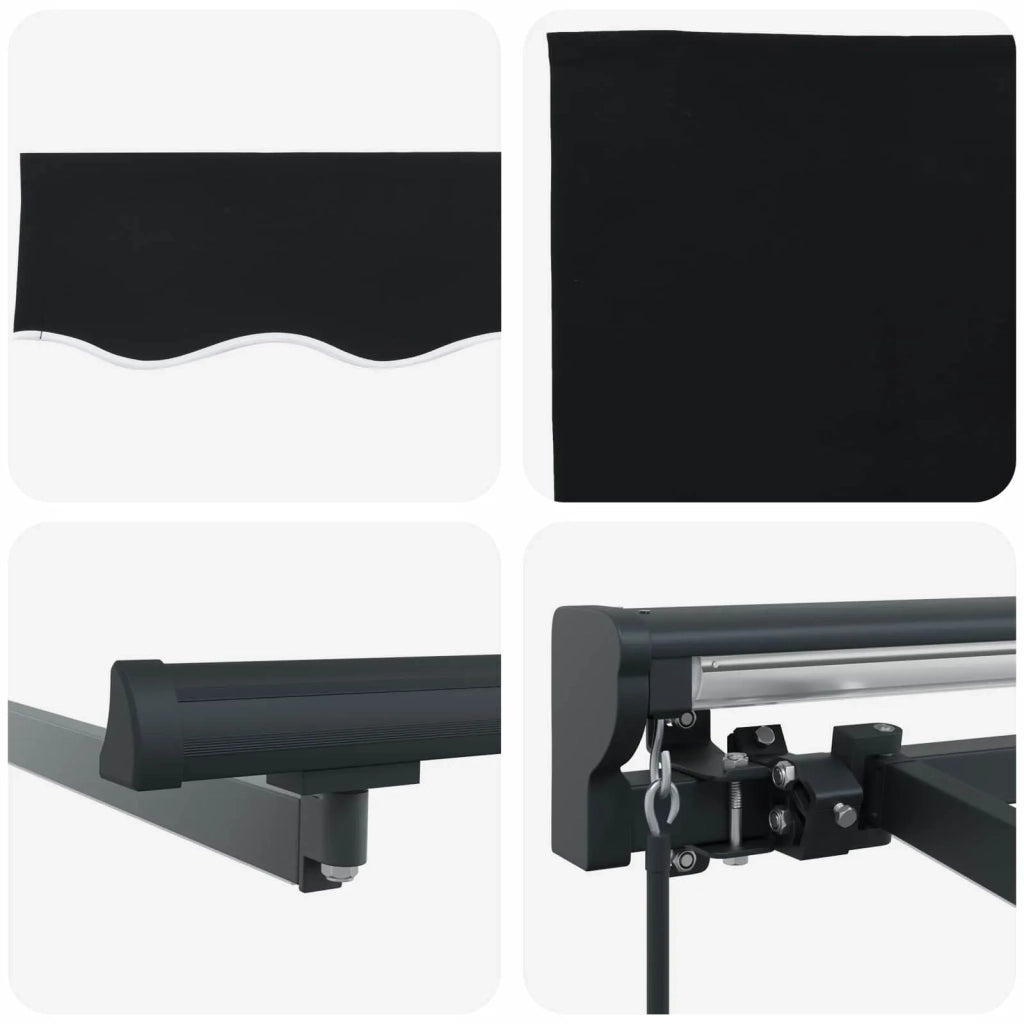 Cornice per Tenda Manuale con LED Nero e antracite 3 x 2,5 m 3420812