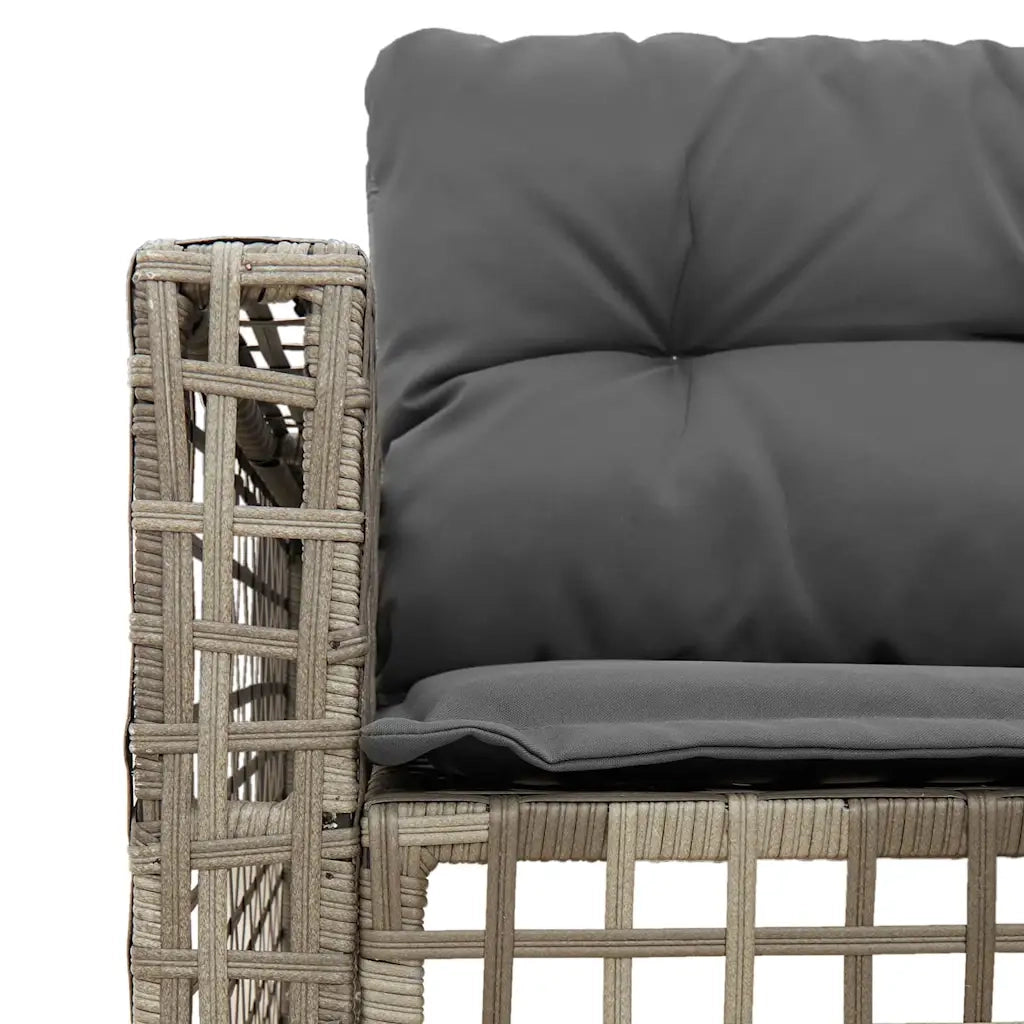 Divano da Giardino a L con Cuscini e Pouf-Sofa da Giardino-Divano da esterno Grigio in Polyrattan
