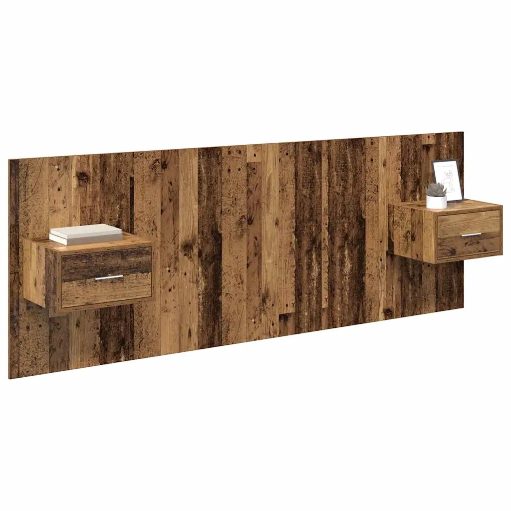 Testata con Comodino 3 pcs Legno vecchio Legno multistrato 3415637