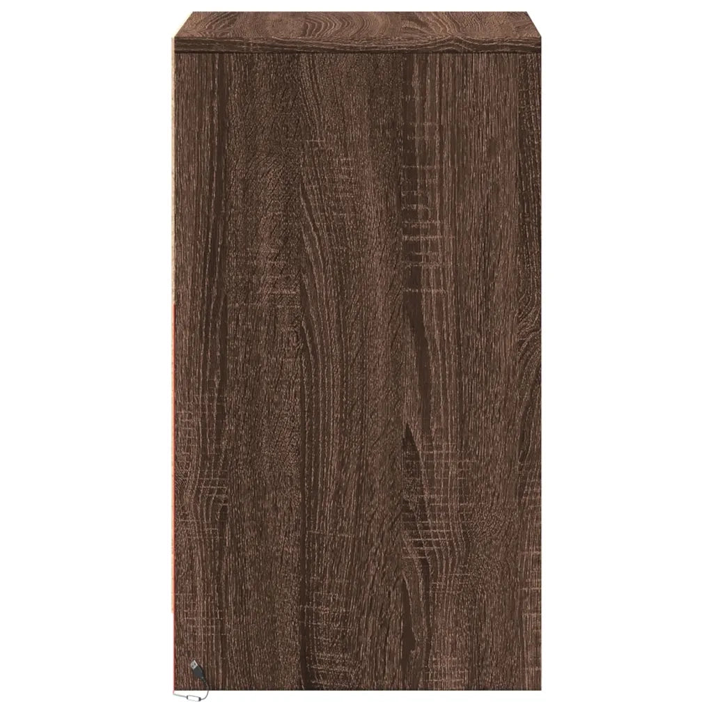 Comodino con Luci LED Rovere Marrone in Legno Multistrato 852018