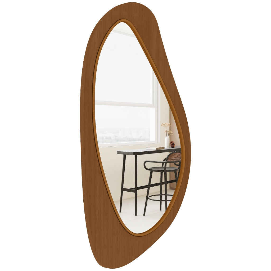Specchio da Parete Asimmetrico ¨C Xylo ¨C Cornice in Legno Naturale 91,5x45 cm