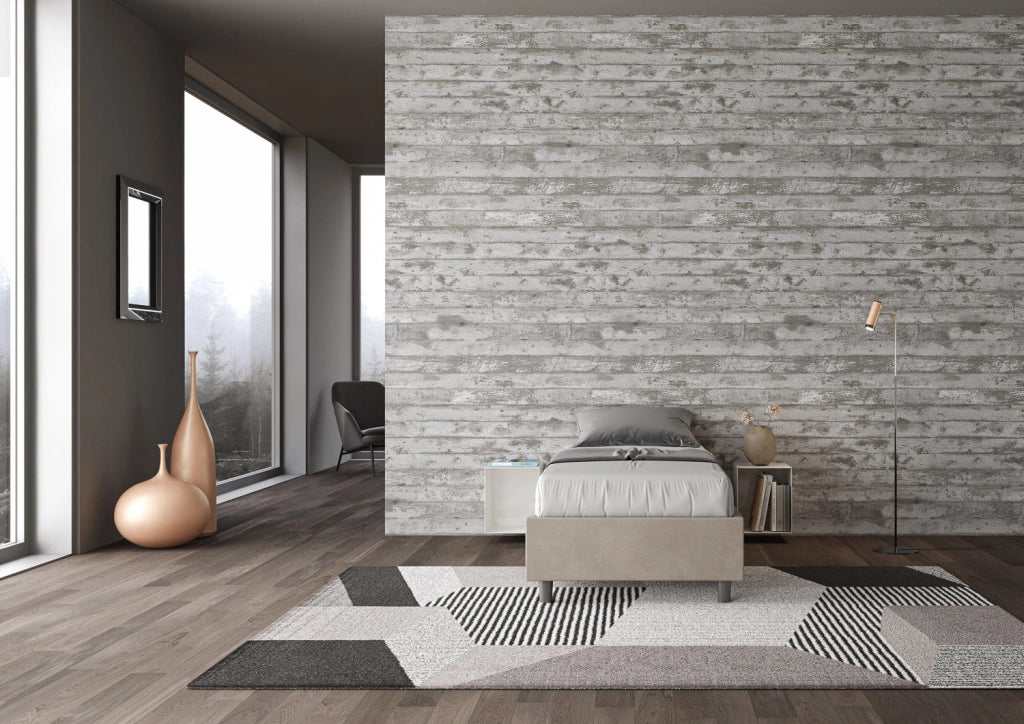 Letto 1 Piazza e Mezzo Sommier 120x200 cm con Rete e Contenitore Azelia Sabbia