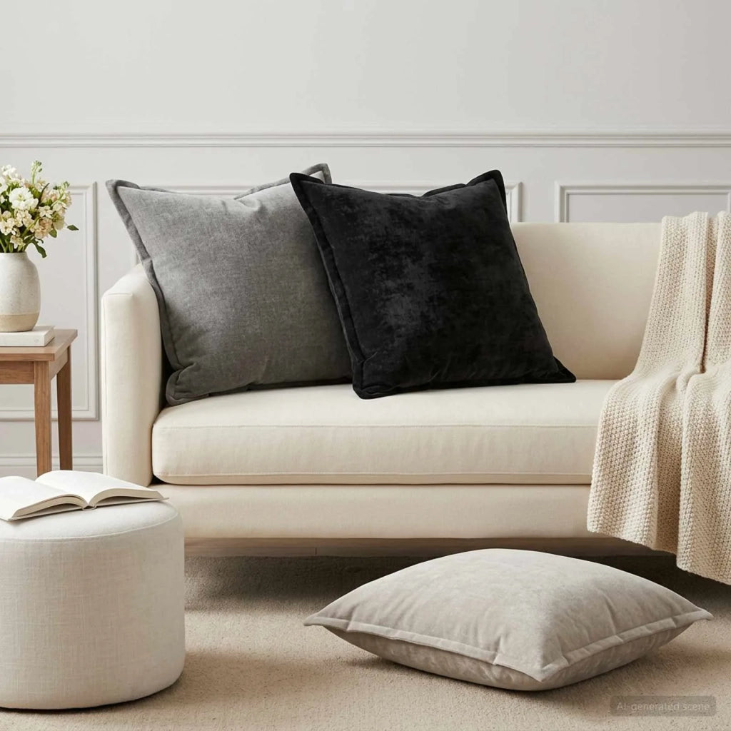 Federa 2 pz HOUTEN Grigio Chiaro 60 x 60 cm Tessuto Chenille 920761